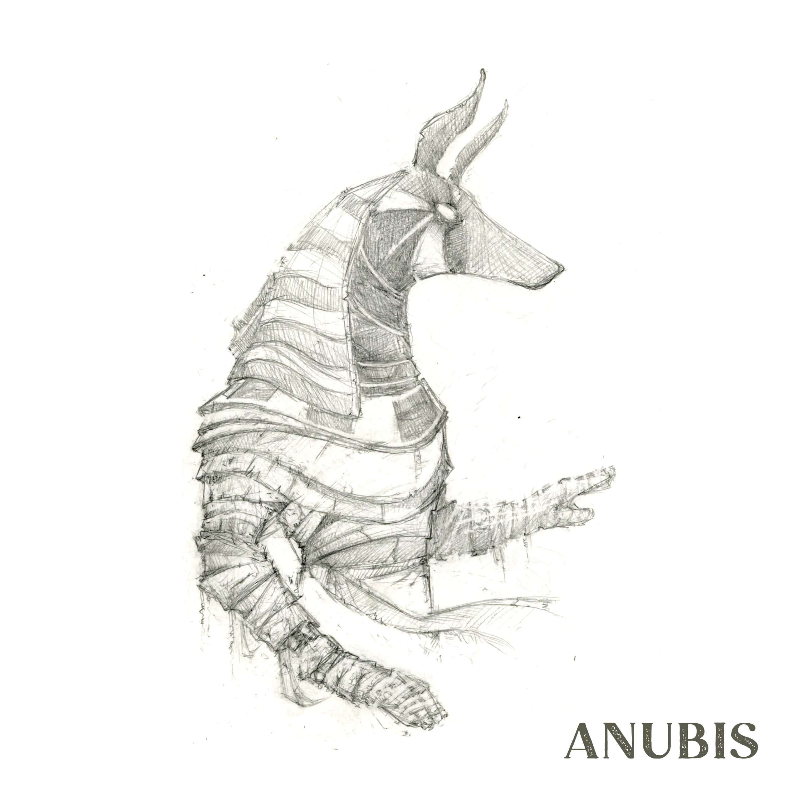 Crayonné du dieu égyptien Anubis - Artiste : Guillaume Lehericey (Lupin de Garenne)