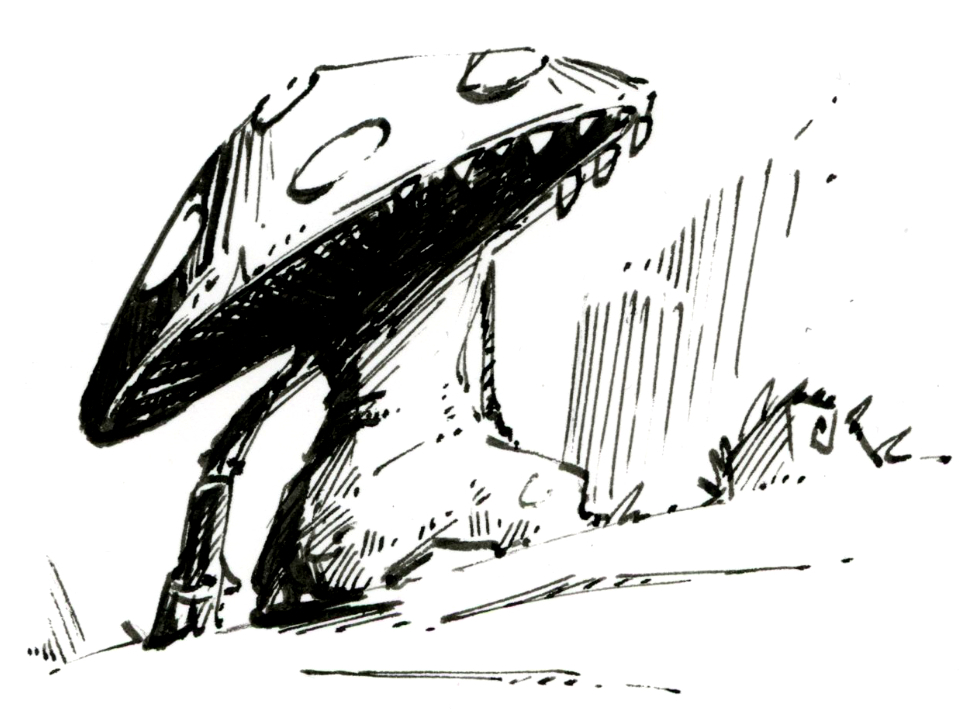Illustration à la plume d'un homme champignon, dans le monde fantasy de Dungeon Magnets - Dessin traditionnel à l'encre, inspiration jeu de rôle - Artiste : Guillaume Lehericey (Lupin de Garenne)