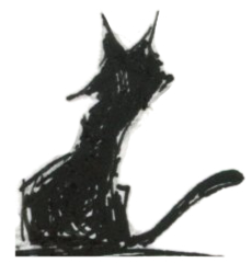 Illustration d'une silhouette de chat noir - Plume et Encre - Artiste : Guillaume Lehericey (Lupin de Garenne)
