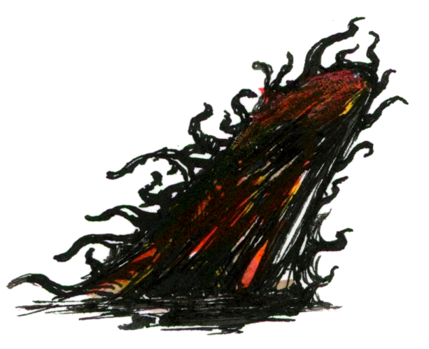 Illustration d'un monstre informe, comme un blob avec des petits tentacules sur toute sa surface, dans un style Dark Fantasy avec une inspiration Jeu de Rôle - Plume et Encre - Artiste : Guillaume Lehericey (Lupin de Garenne)