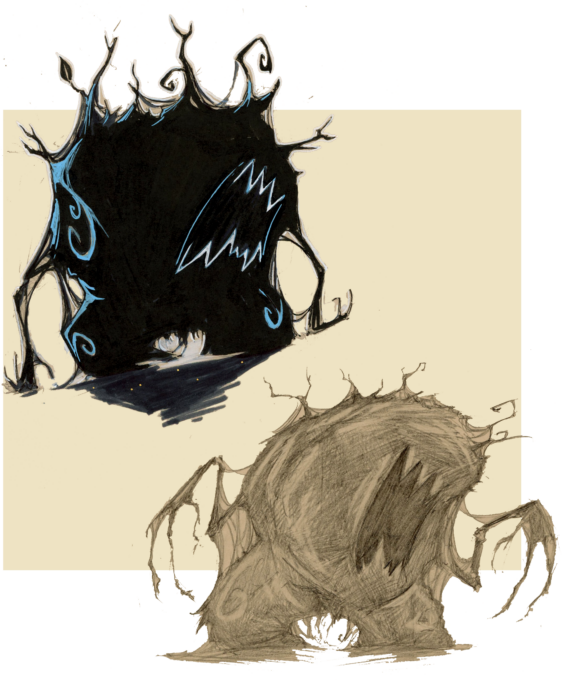 Planche de recherche pour un univers fantasy : des créatures végétales magiques appelées mandragores - Artiste : Guillaume Lehericey (Lupin de Garenne)
