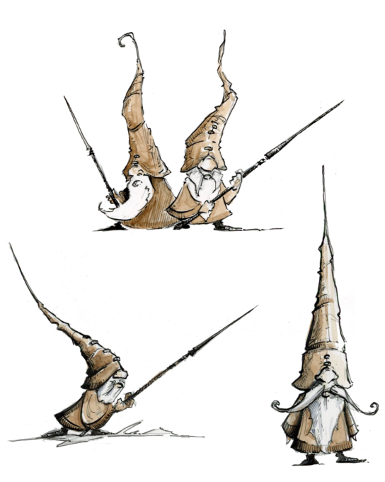 Dessin fantasy de gnomes (nomes) - inspiration JDR - artiste : Guillaume Lehericey (Lupin de Garenne)