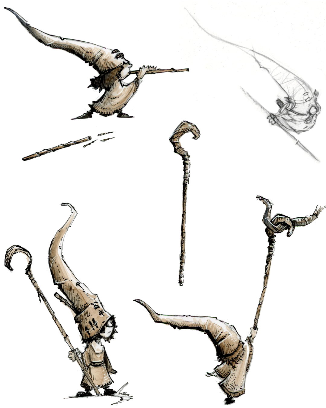 Dessin fantasy de gnomes aventuriers (nomes) - inspiration jeu de rôle - artiste : Guillaume Lehericey (Lupin de Garenne)