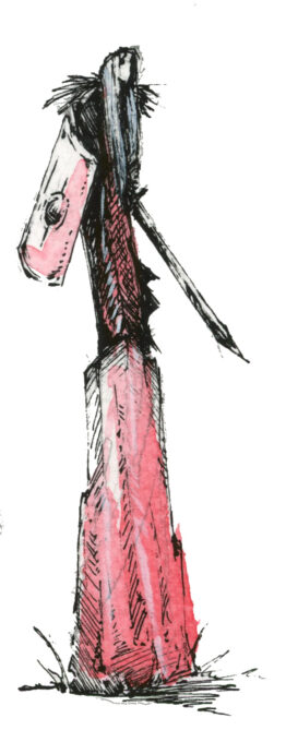 Illustration d'un guerrier avec une épée et un bouclier dans un style Dark Fantasy avec une inspiration Jeu de Rôle - Plume et Encre - Artiste : Guillaume Lehericey (Lupin de Garenne)