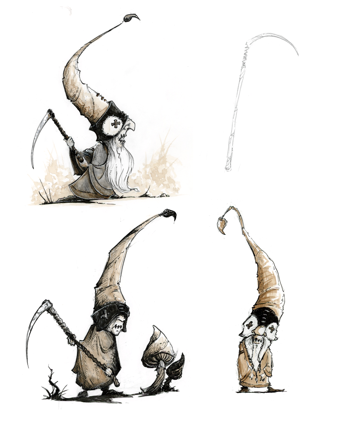 Dessin fantasy de gnomes (kolbs) - inspiration univers de jeu de rôle - artiste : Guillaume Lehericey (Lupin de Garenne)