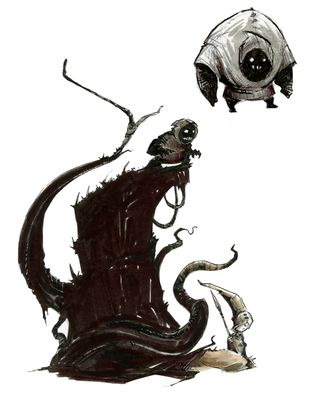 Illustration fantasy de personnages façon gnome et petit peuple, inspiration JDR - artiste : Guillaume Lehericey (Lupin de Garenne)