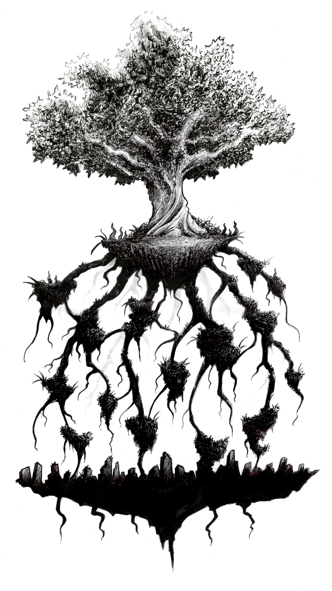 Dessin fantasy de l'arbre monde d'Ormeciel - artiste : Guillaume Lehericey (Lupin de Garenne)