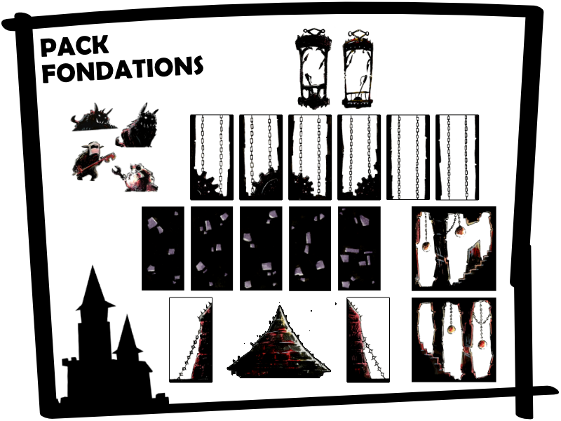 Contenu du Pack Dungeon Magnets Fondations - Une série de magnets à collectionner pour construire son donjon sur son frigo