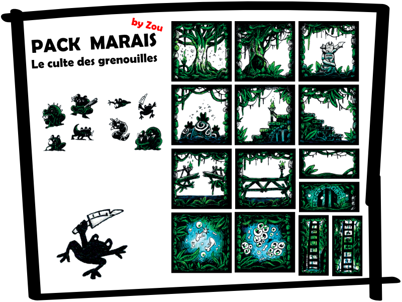 Contenu du Pack Dungeon Magnets Marais by Zou - Une série de magnets à collectionner pour construire son donjon sur son frigo