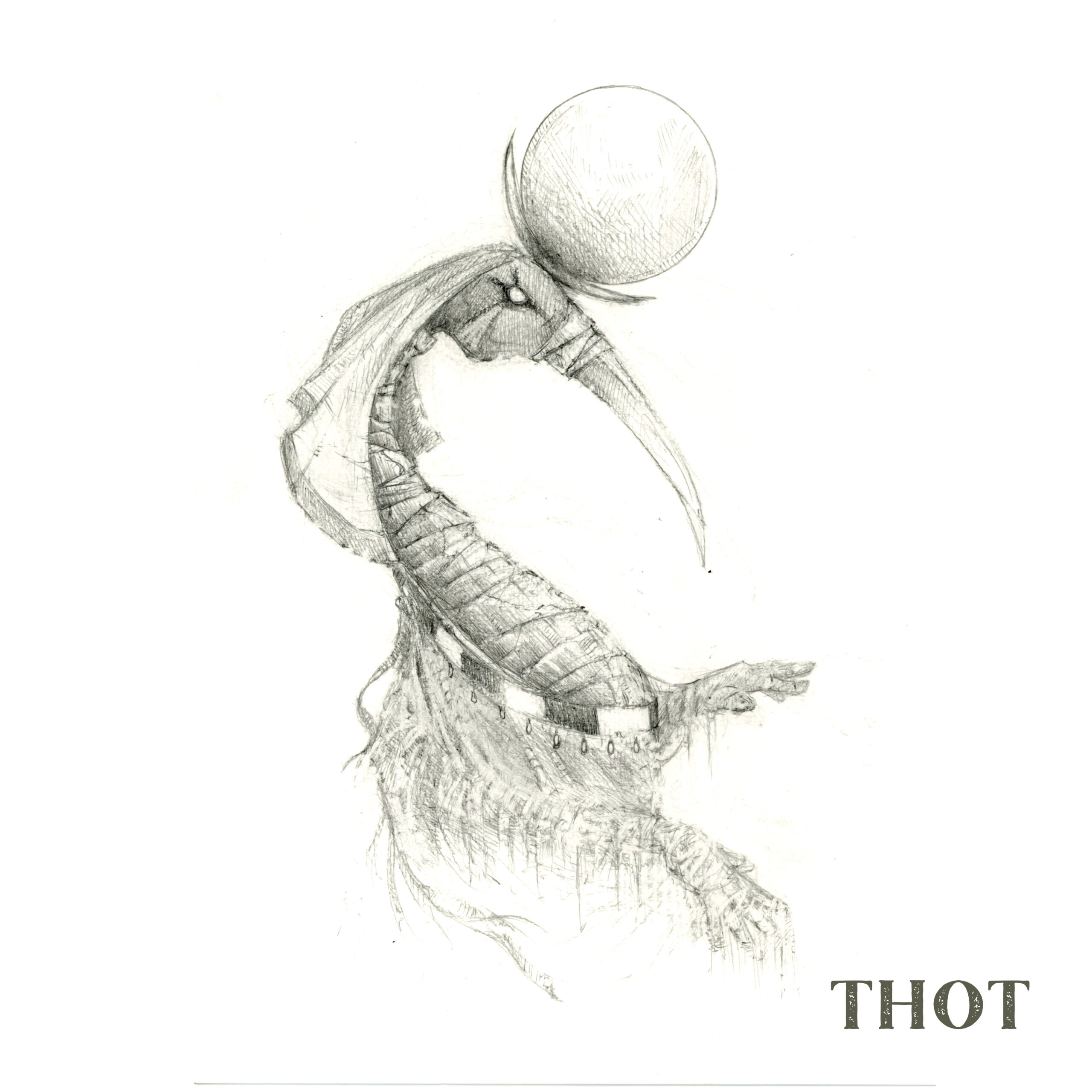 Crayonné du dieu égyptien Thot - Artiste : Guillaume Lehericey (Lupin de Garenne)