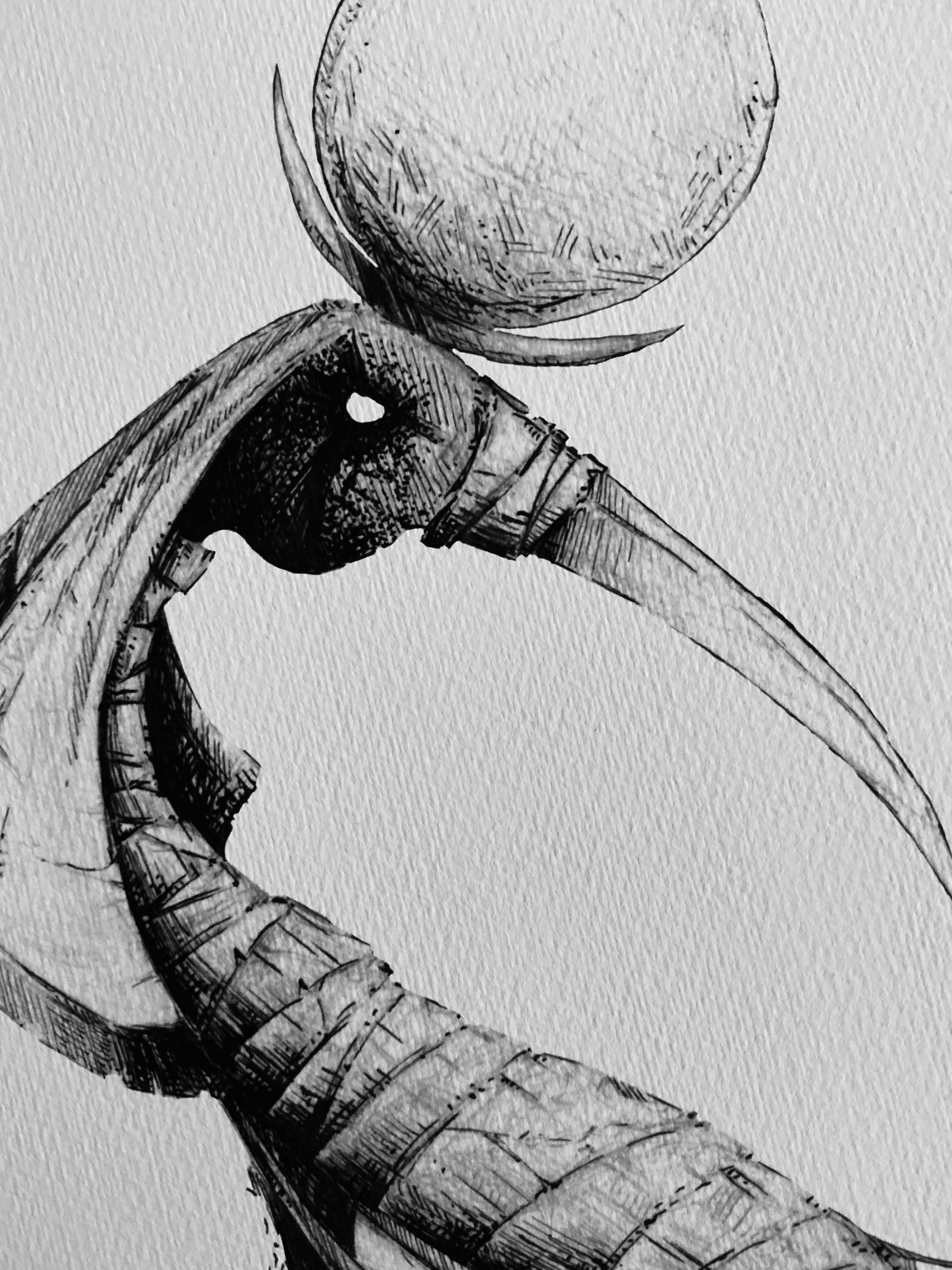 Thot, détail impression papier FineArt Hahnemühle - Illustration Noir & Blanc - Artiste : Lupin de Garenne (Guillaume LEHERICEY)