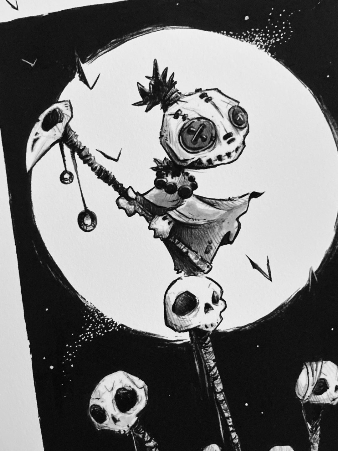 Illustration noir et blanc - détail - Tirage A3 sur papier FineArt Hahnemühle - Artiste : Lupin de Garenne (Guillaume LEHERICEY)