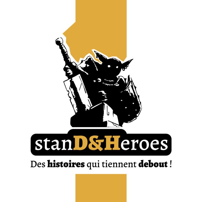 Logo de stanD&Heroes - Séries à collectionner de figurines 2D imprimées sur plexiglass de personnages de fantasy - Artiste : Lupin de Garenne (Guillaume LEHERICEY)