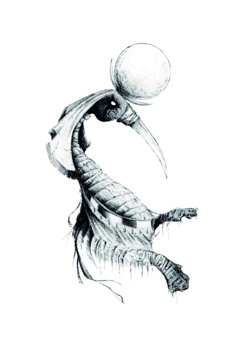 Dieu égyptien Thot - Illustration noir et blanc - Tirage A3 sur papier FineArt Hahnemühle - Artiste : Lupin de Garenne (Guillaume LEHERICEY)